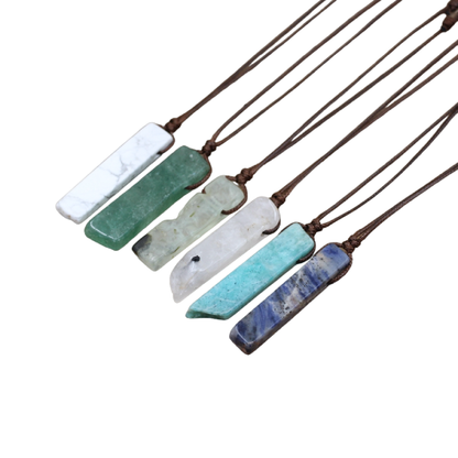 Healing Crystal Natural Stone Slice Pendants Necklace