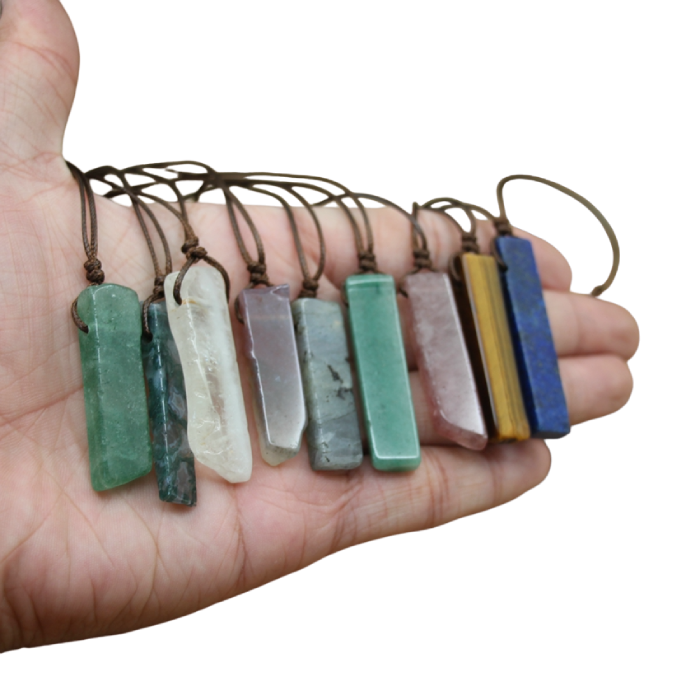 Healing Crystal Natural Stone Slice Pendants Necklace