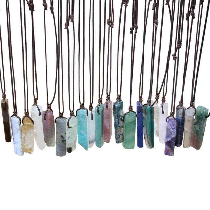 Healing Crystal Natural Stone Slice Pendants Necklace