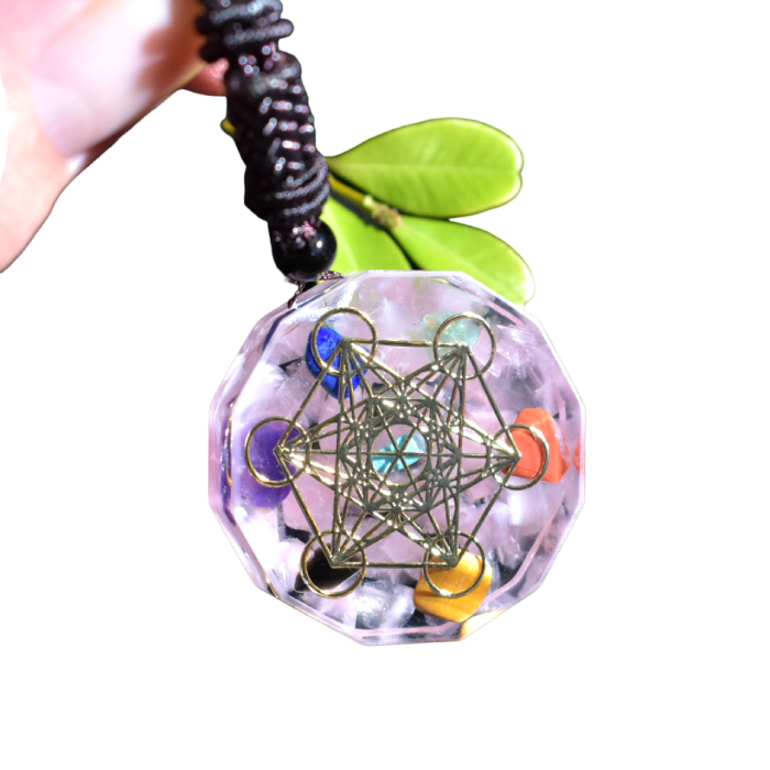 Crystal gem chakra reiki healing energy Orgonite necklace