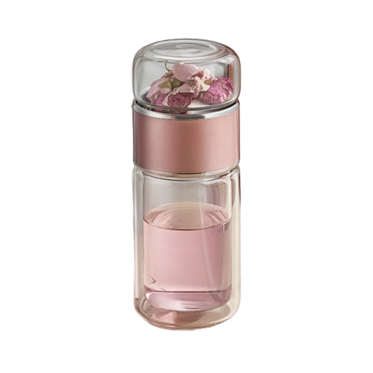 Silver Rim Tea Borosilicate Glass Double-Layer Tea And Water Separation Cup