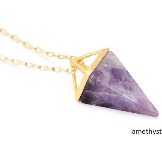 18K Gold Plated Healing Crystal Pendant Necklace