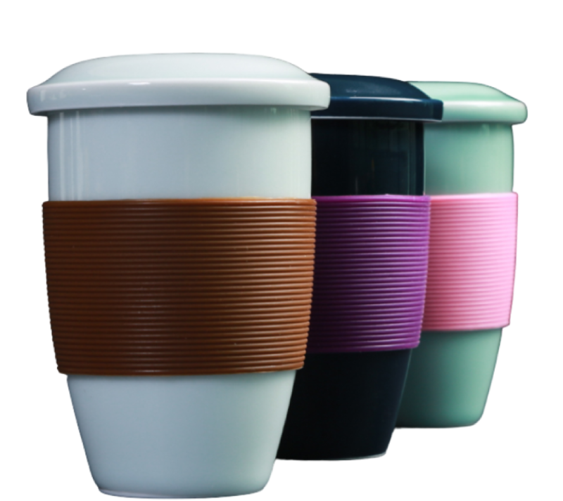 Ceramic filter tea cup with lid for tea separation