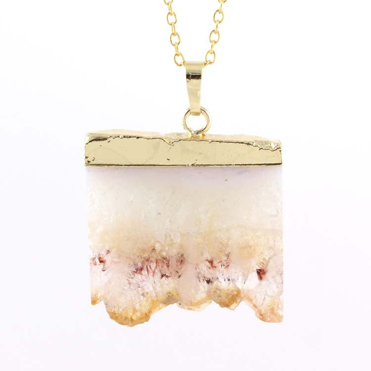 Natural Amethyst Citrine Stalactite Crystal Quartz Healing Pendant Necklace