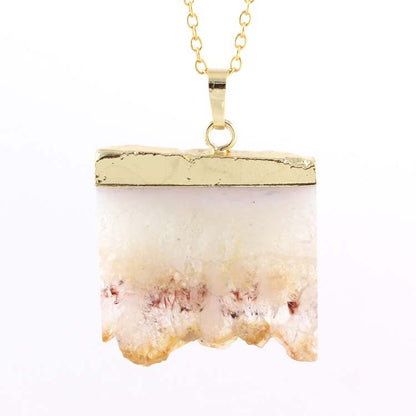 Natural Amethyst Citrine Stalactite Crystal Quartz Healing Pendant Necklace