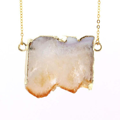 Natural Amethyst Citrine Stalactite Crystal Quartz Healing Pendant Necklace