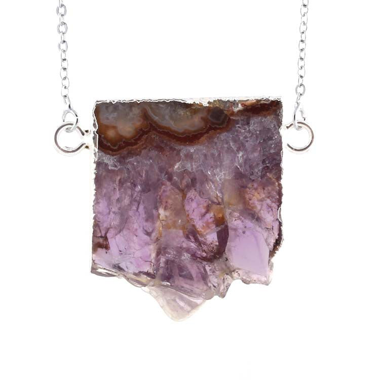 Natural Amethyst Citrine Stalactite Crystal Quartz Healing Pendant Necklace