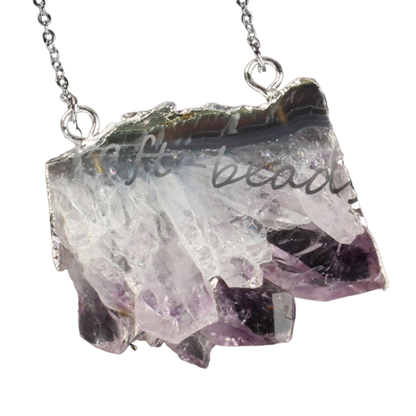 Natural Amethyst Citrine Stalactite Crystal Quartz Healing Pendant Necklace