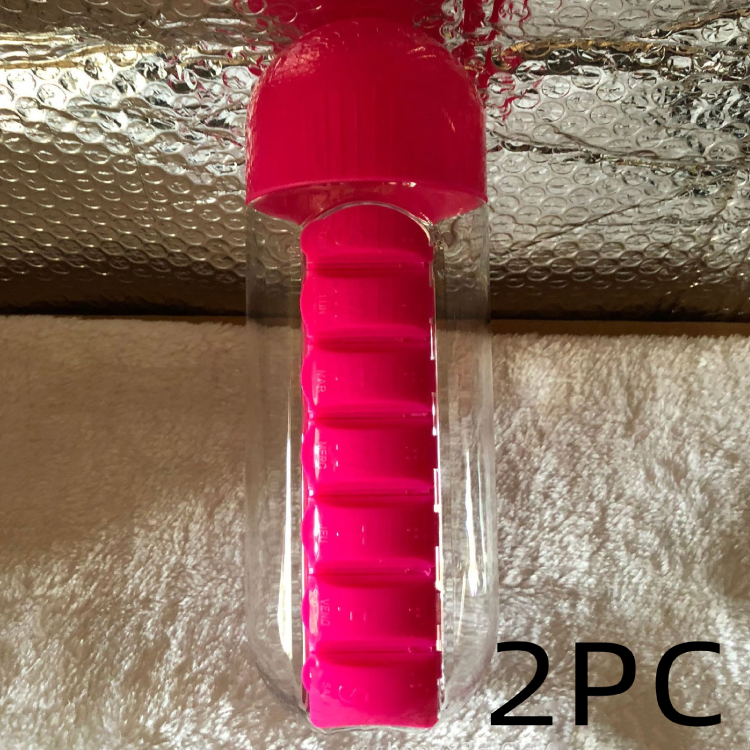 Water Bottle With Pillbox Plastic Drink Bottle With Medicine Pills Box Travel 7 Days Drug Organizer Drinking Container