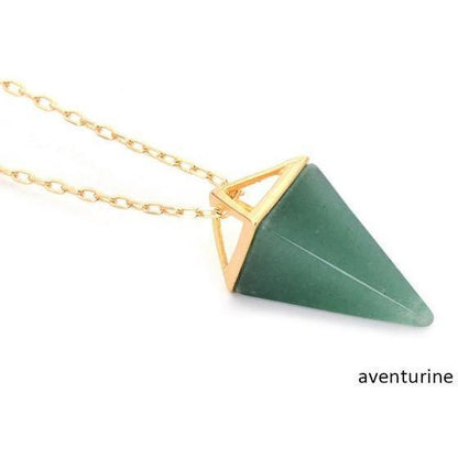 18K Gold Plated Healing Crystal Pendant Necklace