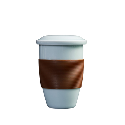 Ceramic filter tea cup with lid for tea separation