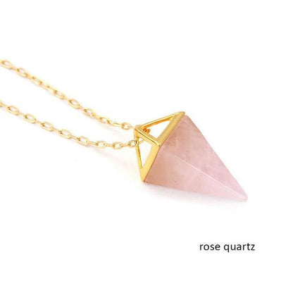 18K Gold Plated Healing Crystal Pendant Necklace