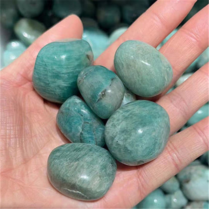 Natural Amazonite Quartz Crystal Palm Stone Chakra Healing Gemstone Home Decor