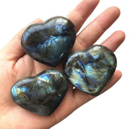 Labradorite Heart Moonstone Positive Energy Reiki Gems Crystal Heart Healing