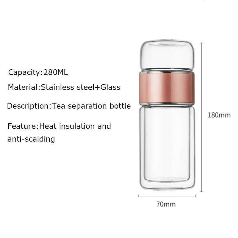 Silver Rim Tea Borosilicate Glass Double-Layer Tea And Water Separation Cup