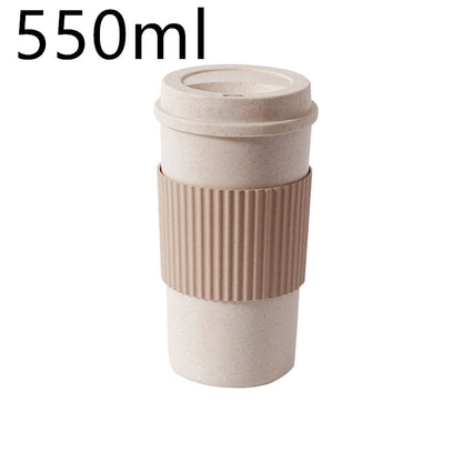 Reusable Coffee Tea Cup Random Color Wheat Straw Mug Coffee Cup with Lid Home Outdoor Water Bottle Travel Insulated Cup