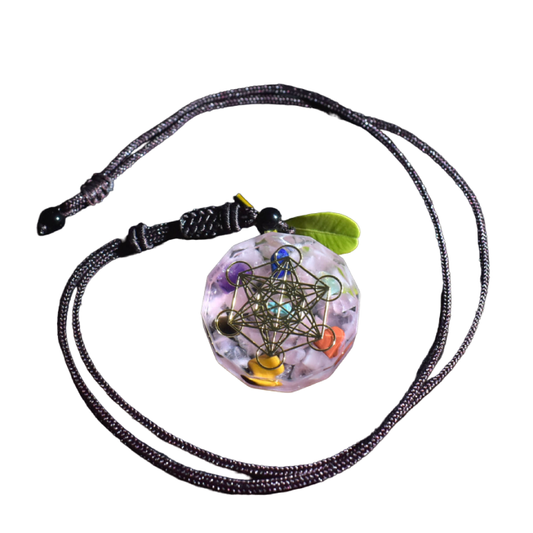 Crystal gem chakra reiki healing energy Orgonite necklace