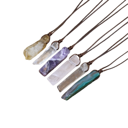 Healing Crystal Natural Stone Slice Pendants Necklace