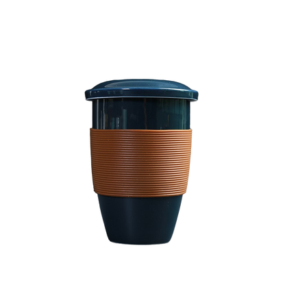 Ceramic filter tea cup with lid for tea separation