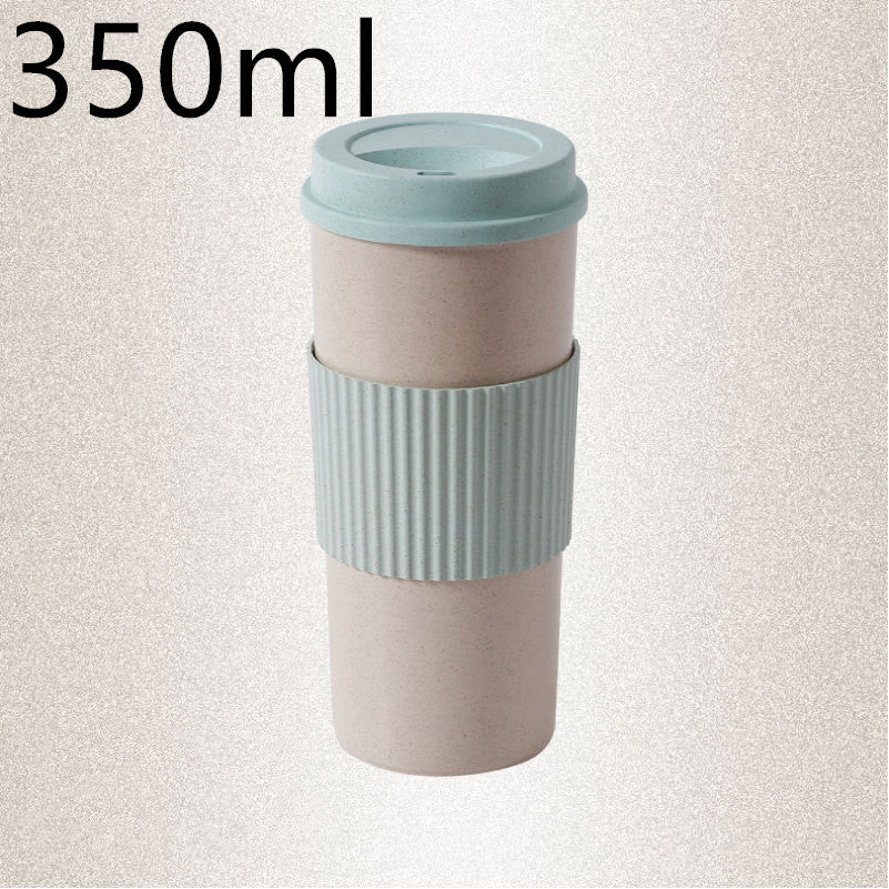 Reusable Coffee Tea Cup Random Color Wheat Straw Mug Coffee Cup with Lid Home Outdoor Water Bottle Travel Insulated Cup