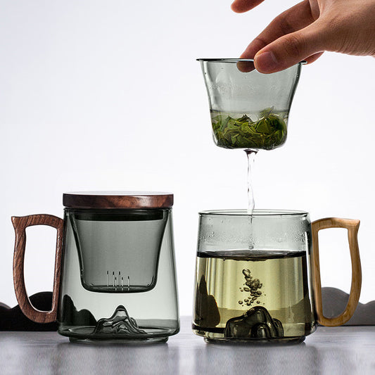 Heat Resistant Glass Tea And Water Separator Tea Cup For Home Use